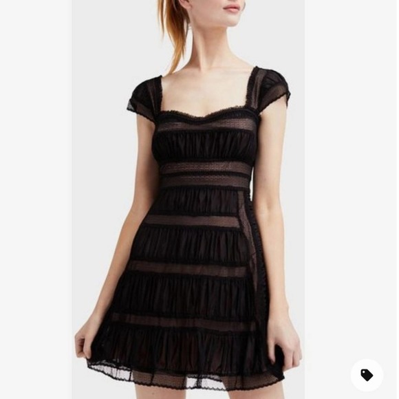 Gorgeous NWT Free People Black Lace Mini Dress - Picture 2 of 10